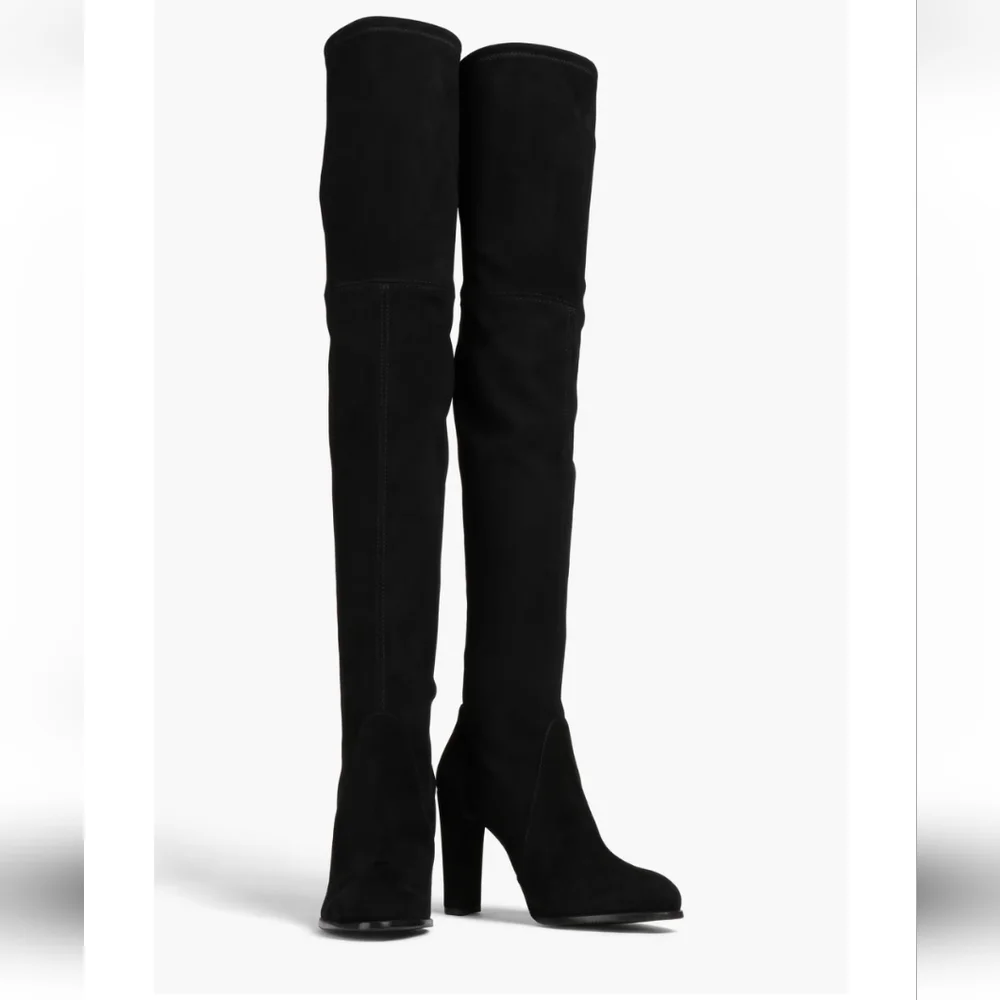 STUART WEITZMAN Black Suede Thigh High Boots Sz 10